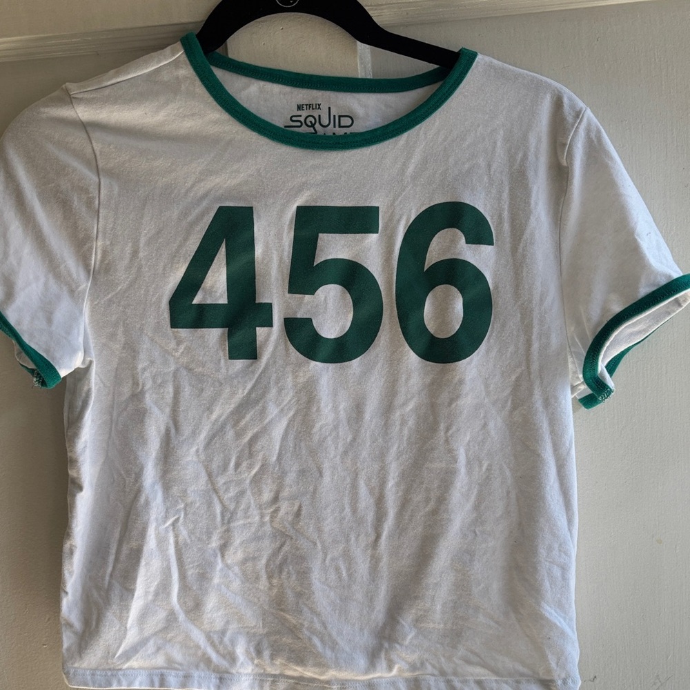 White and Green Numbered Women's Top